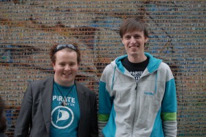 Tim Dobson, former Pirate Party candidate in the UK and Pirate Party UK's Education Spokeserson and Andreas Baum, PPDE Berlin State list candidate and Transport Spokesperson.