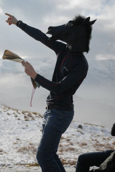 Horse navigates on Loughrigg Fell