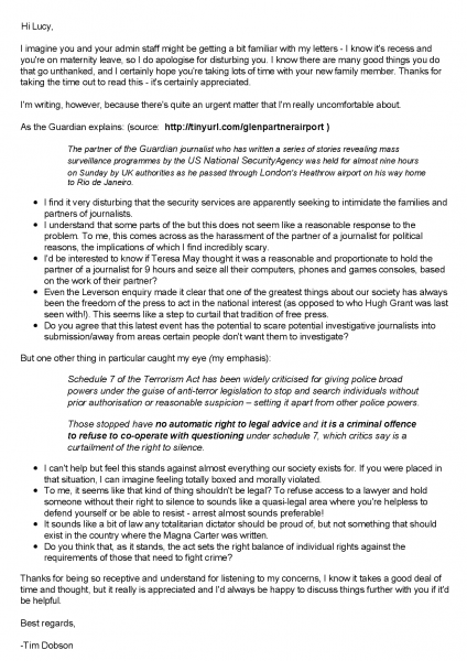 Letter to Lucy Powell