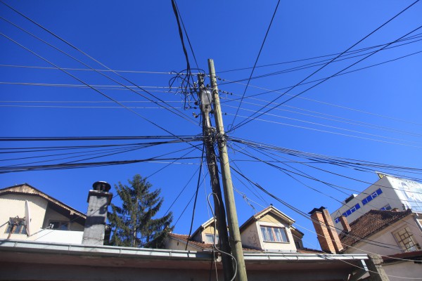 An incredible mess of cables... or the best the engineers could do given the circumstances? You don't know til you've unraveled it. (Kosovo 2013)