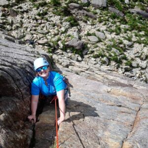 Helping my kayaking friend Jess try outdoor climbing